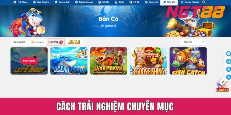 Cách trải nghiệm bắn cá Net88
