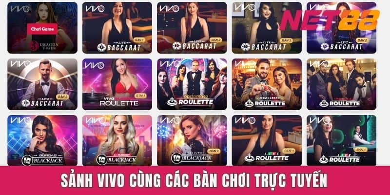 Sảnh VIVO cùng các bàn chơi trực tuyến